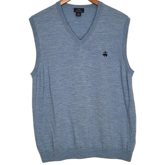 Brook's Brothers 346 Men's Merino Wool Sweater Vest Light Blue XL - Picture 2 of 7